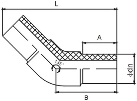 Отвод ПЭ 100 sdr 17 45 градусов