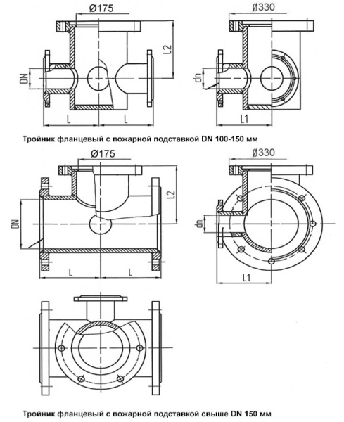 ППТФ тройник фланцевый с пожарной подставкой